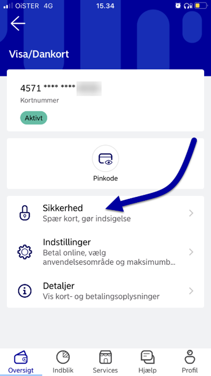Spærring af kort - mobilbank 2